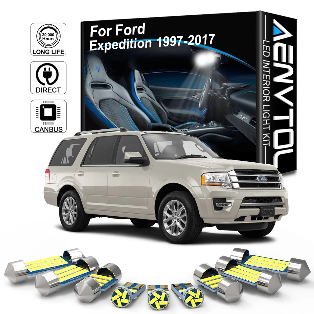 

Комплект светодиодных фар AENVTOL Canbus для салона автомобиля Ford просторный, 1997-2017, без ошибок