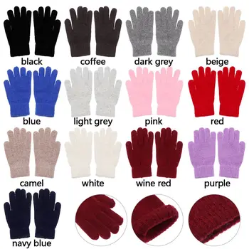 1Pair Unisex Women Men Full Finger Gloves Elastic Warm Thick Cashmere Winter Mittens Outdoor Cycling Driving Apparel Accessories 5