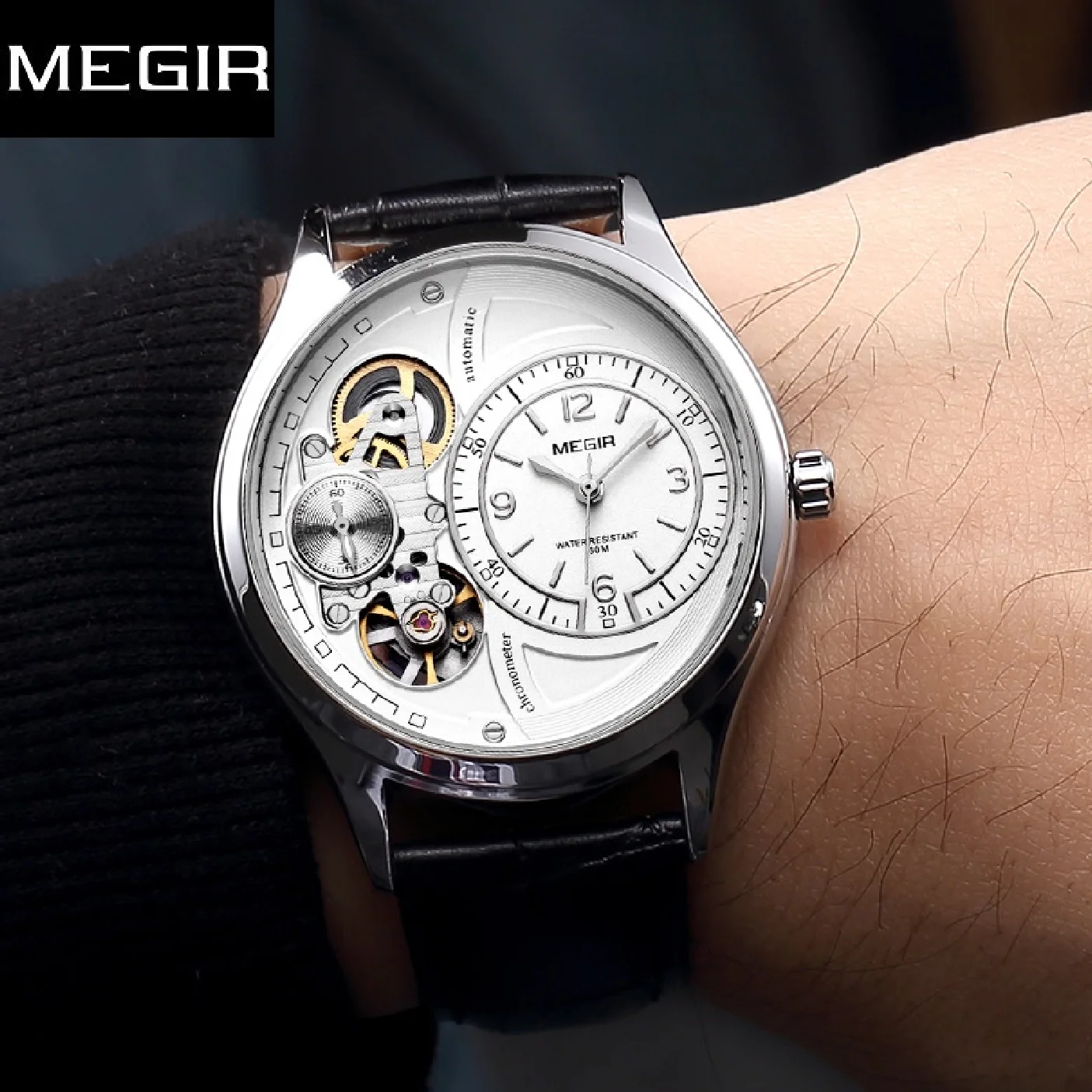 

Оригинальные мужские кварцевые наручные часы MEGIR в деловом стиле, механический стиль, повседневные водонепроницаемые часы, мужские часы из ...