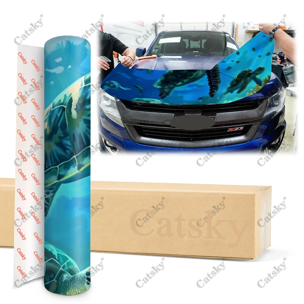 Автомобильные аксессуары Черепахи роуминга под морем наклейка на капот