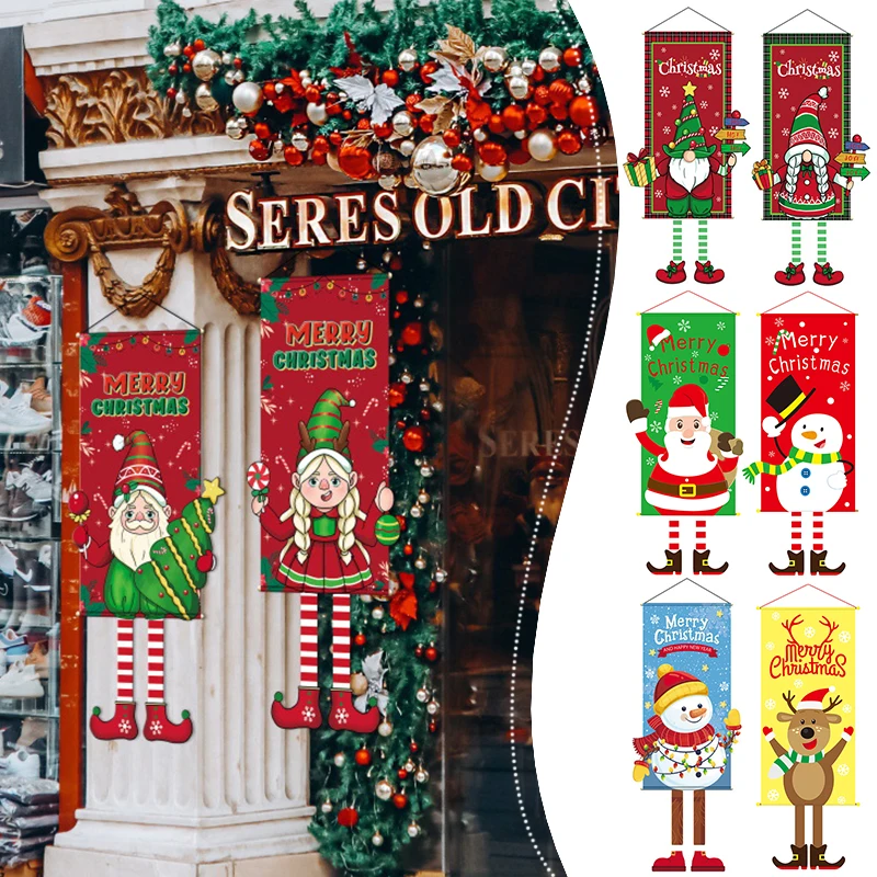 

Christmas Decoration Merry Christmas Hanging Cloth Poster Cartoon Photo Background Prop Home Christmas New Year Decor