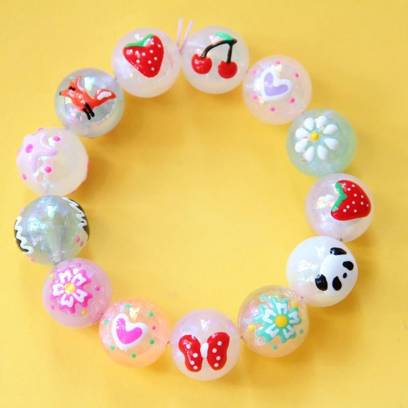 Аксессуары для ювелирных изделий 16 мм, разноцветные акриловые печатные свободные зеркальные бусины для изготовления браслетов N84D