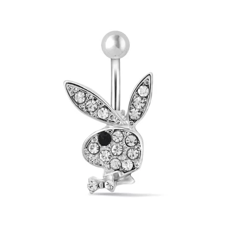 Cute Rabbit Head Diamond Zircon Belly Button Ring for Fashionable Ladies Belly Button Piercing Body Jewelry