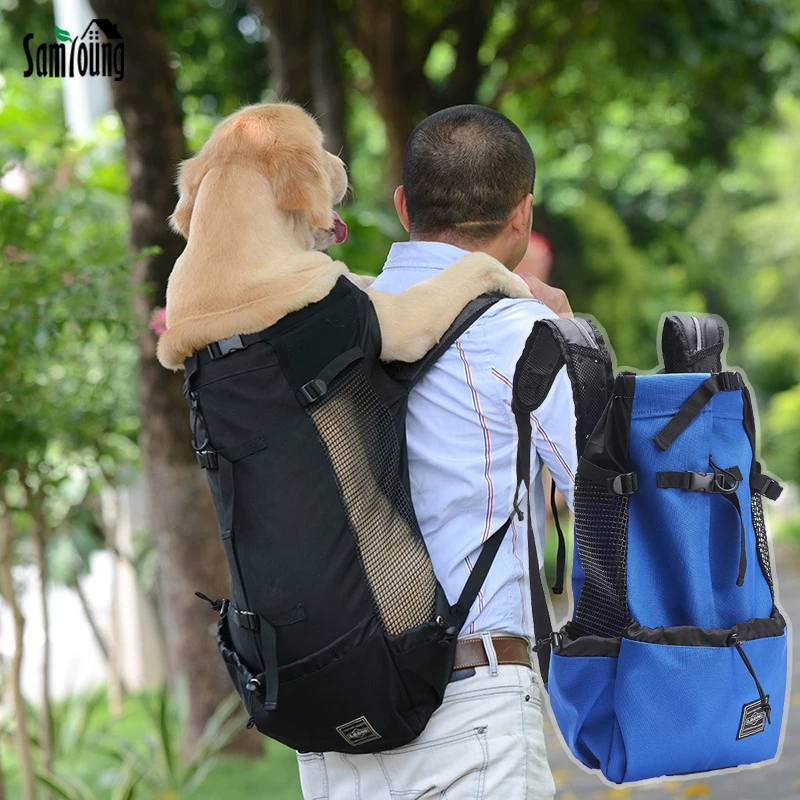 

Рюкзак-переноска для собак, сетчатая двойная сумка из ткани Оксфорд для маленьких и средних питомцев, уличная дорожная сумка для собак