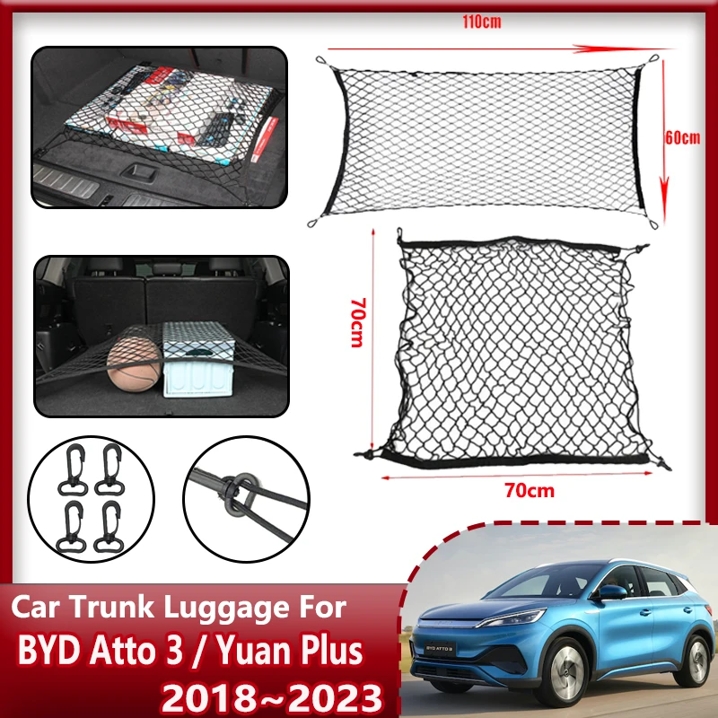 

Car Trunk Net For BYD Atto 3 Accessories 2023 2022 2021 Yuan Plus EV Nylon Mesh Rear Trunk Organizer Elastic Luggage Accessories