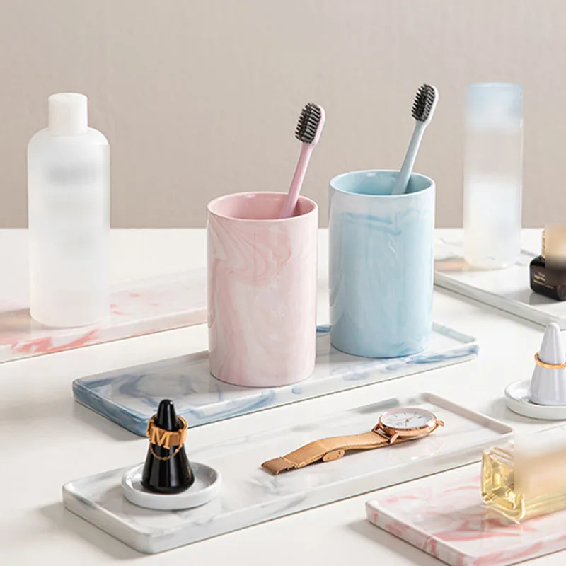 Керамический поднос для хранения настольный мундштуков Простой Мраморный