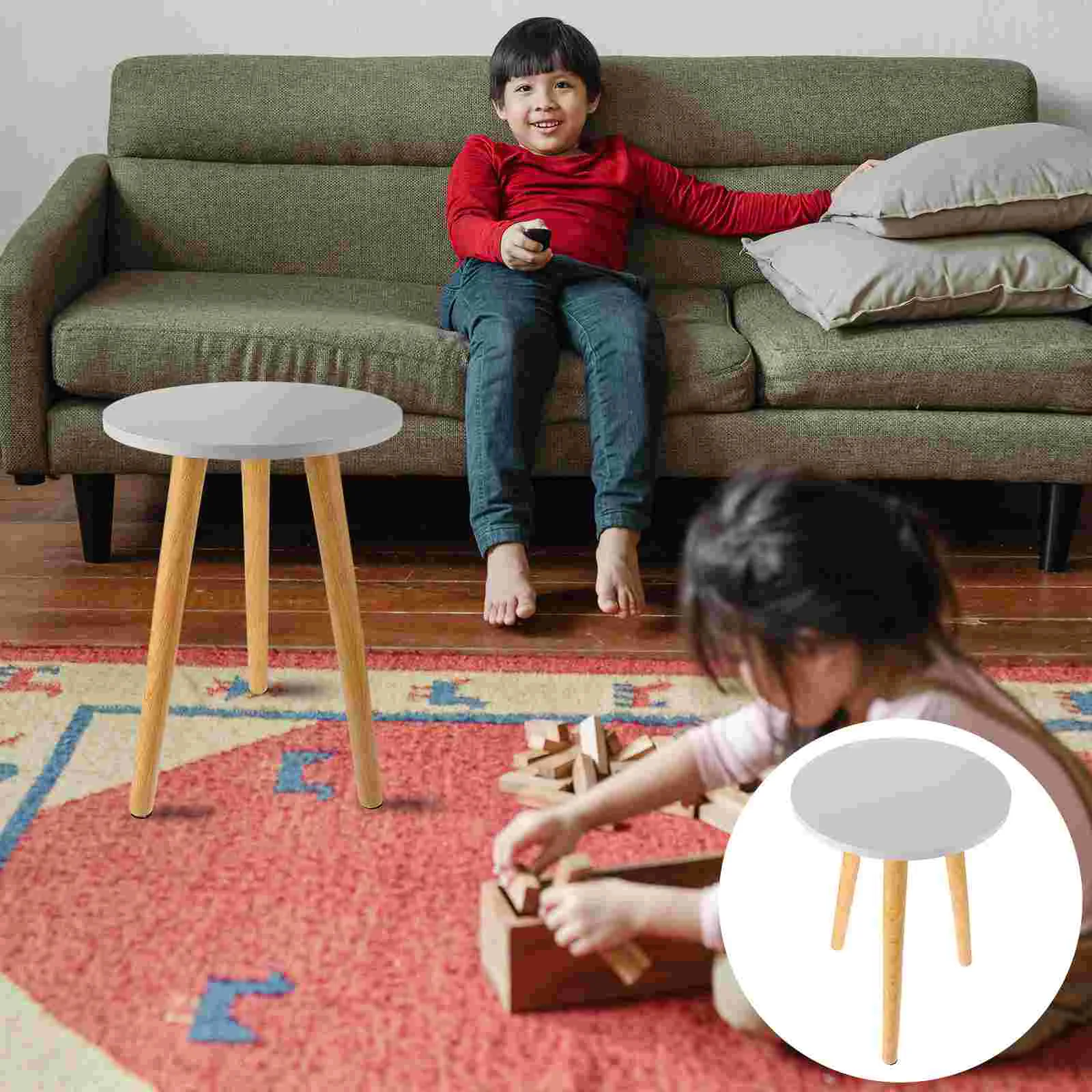 

1pc Creative Nordic Style Round Table Coffee Tea Table Practical Wood Table