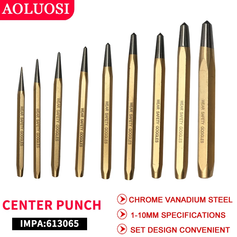 High Quality Factory Price IMPA 613065 Center Punch Sets 9 Pieces drift Pin Punch for   Woodwork/Machinery/Gunsmith/Repairs and