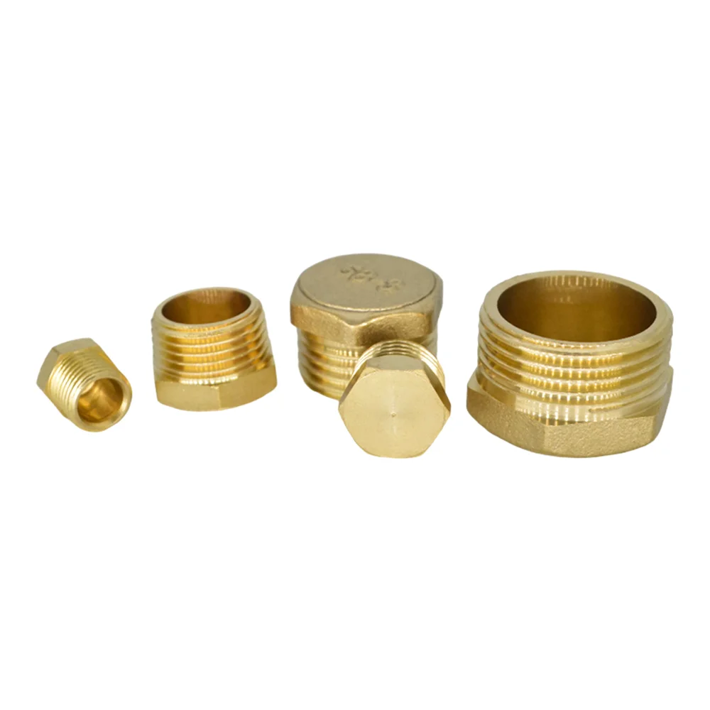 Фото YQBS Латунная шестигранная заглушка 1/8 дюйма 1/4 дюйма 3/8 дюйма 1/2 дюйма 3/4 дюйма с наружной внутренней резьбой Латунная заглушка для трубного фитинга №3