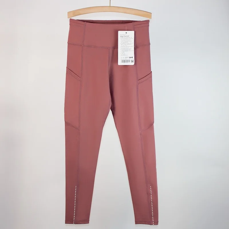 Outlets No.1 Leggings Women Align Yoga Pant Nylon High Waist Side Pockets Fitness Training Stretch Gym Workout Running Wear