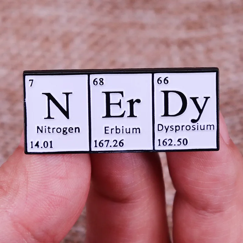 3pc Chemical Element Nitrogen Er Dysprosium Black and White Simple Alloy Brooch Backpack Shirt Jewelry Pin Decorations