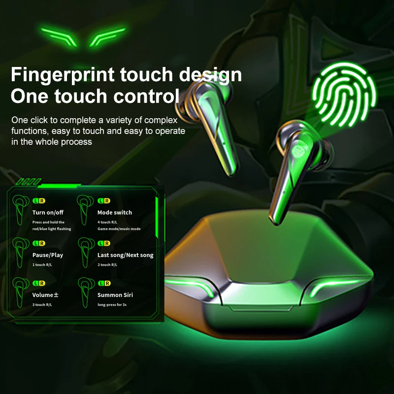 

With Charging Case Bluetooth Headphone Low-latency Portable Tws True Wireless Earphone Touch Control E-sports Gaming Headset