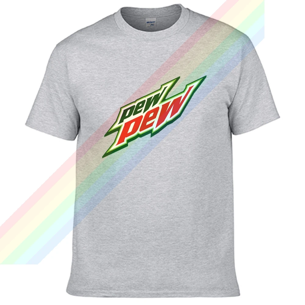 

Pew Pew Fashion Red And Green Logo T Shirt For Men Limitied Edition Unisex Brand T-shirt Cotton Amazing Short Sleeve Tops