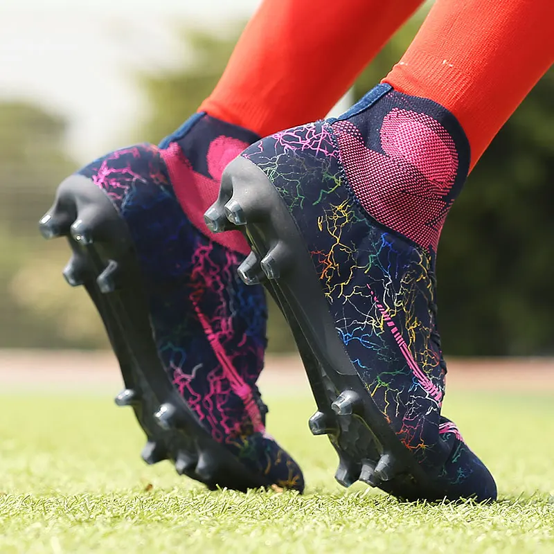 Men's High Ankle AG/FG Sole Outdoor Cleats Football Boots Shoes Soccer Cleats Women Training Free Shipping Football Boots