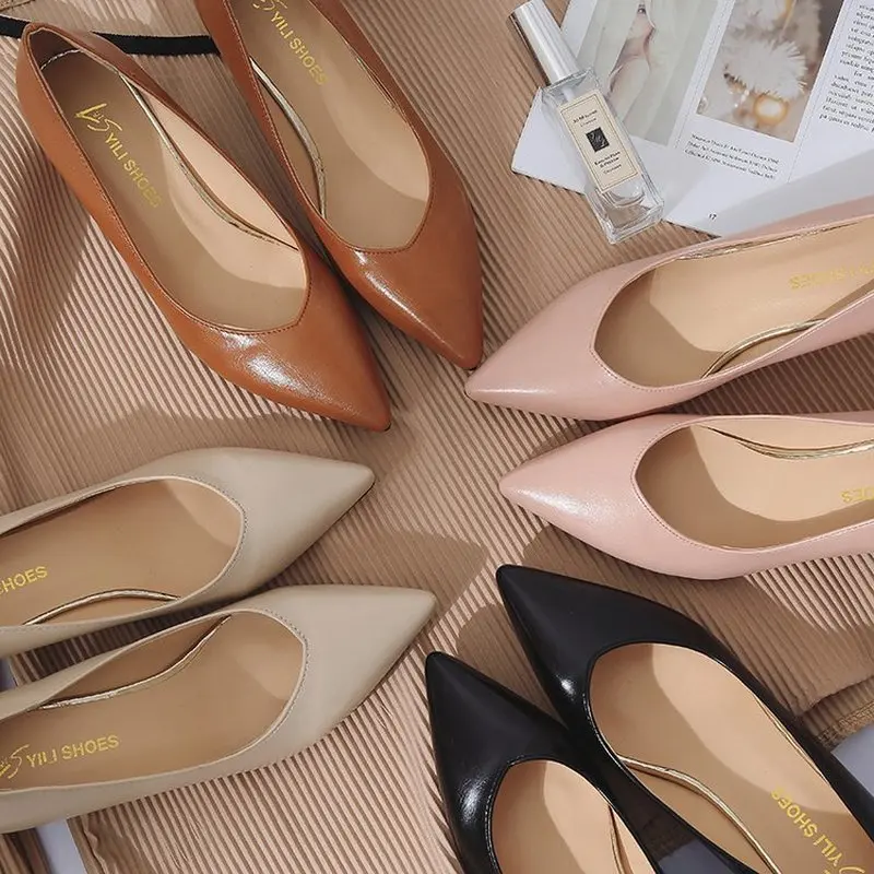 

5CM cat with stiletto single shoes female 2022 spring and autumn shallow mouth high heels professional pointed women's shoes