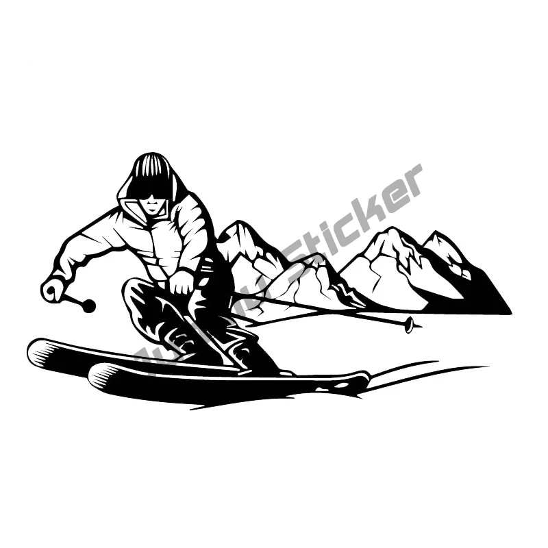 

Personality Brave Ski Adventure Sticker Decorative Car Vinyl Decal Black KK19*10cm