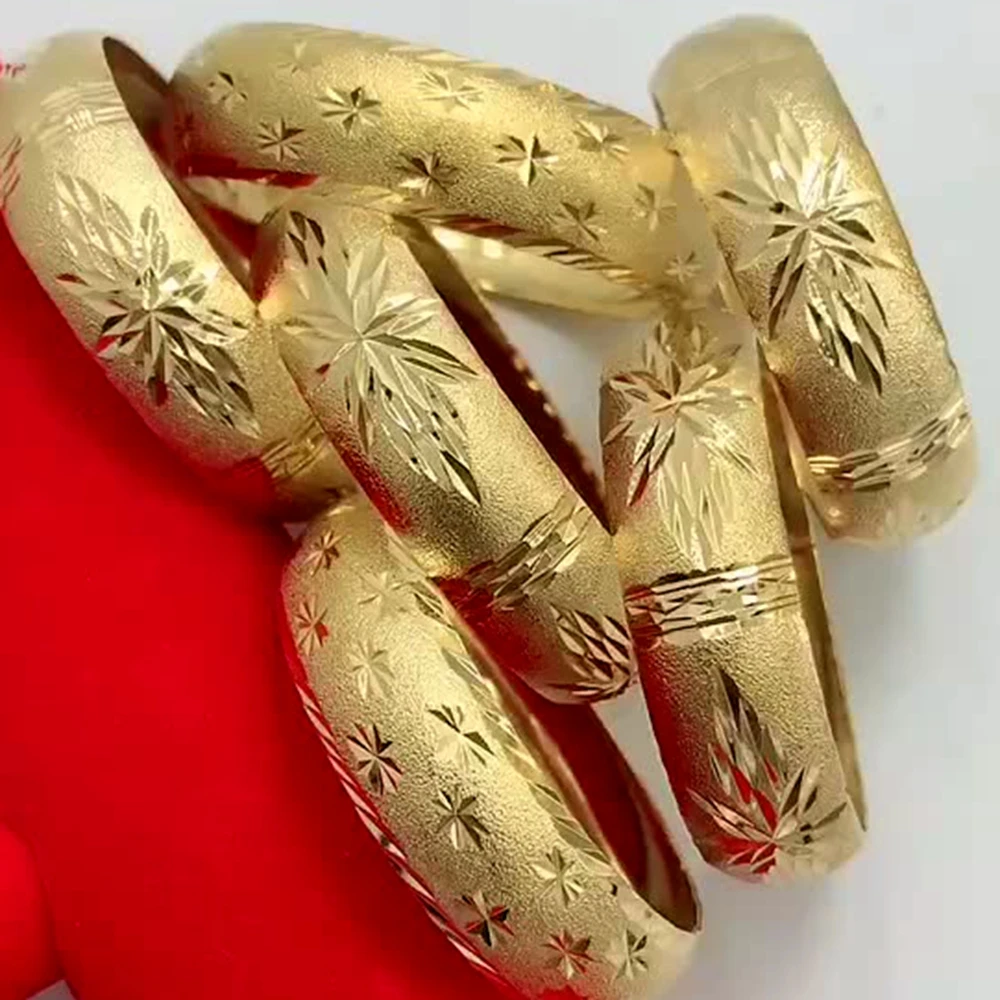 

Браслет для женщин 19 мм толщиной широкий классический Дубай 18k желтое золото Заполненные Свадебные ювелирные изделия для вечеринки подарок диаметр 62 мм/65 мм