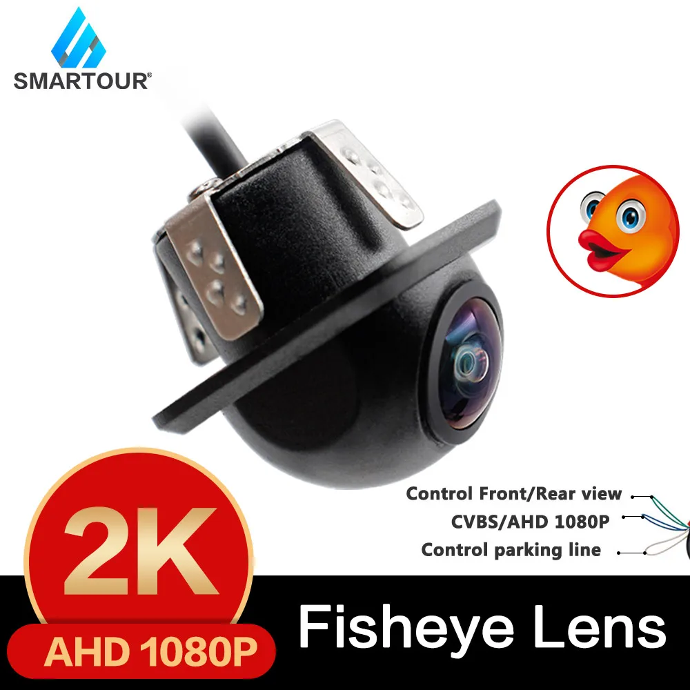 Smartour CCD Fisheye Lens Car Camera 2K AHD 1080P Rear View Wide Angle Reversing Backup Camera HD Night Vision Parking Assist