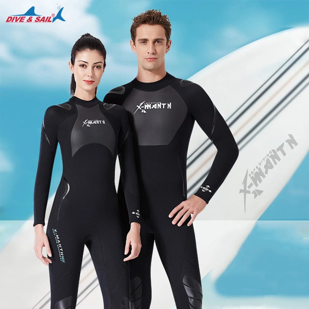 Full Wetsuits 3mm Neoprene Scuba Diving Suits Back Zip Swimming Suit One Piece Long Sleeve for Water Sports for Men Women