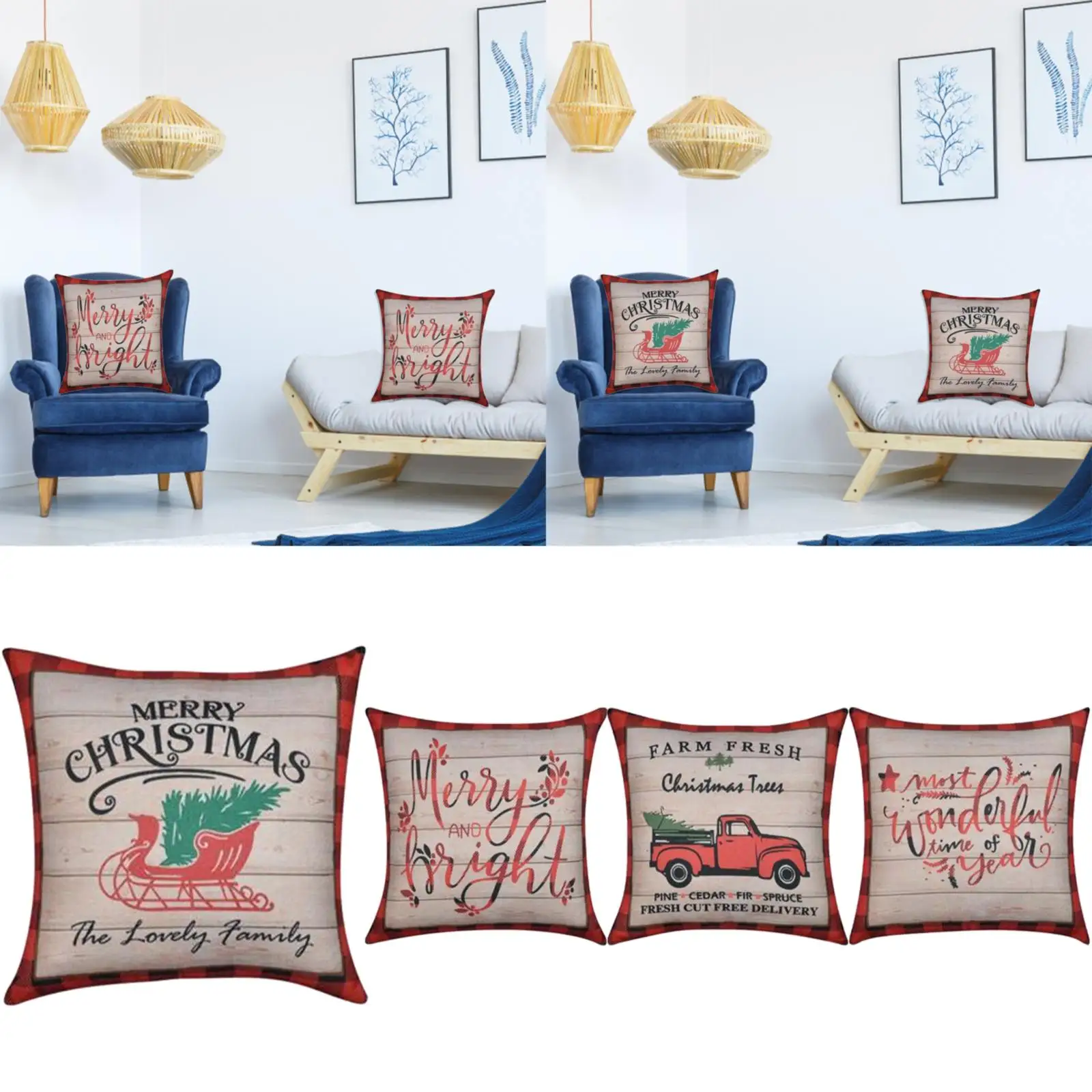 

Christmas Deer Christmas Hat Letter Cotton Linen Throw Pillow Cover Home Decorative Pillow Cover Floral Pillows