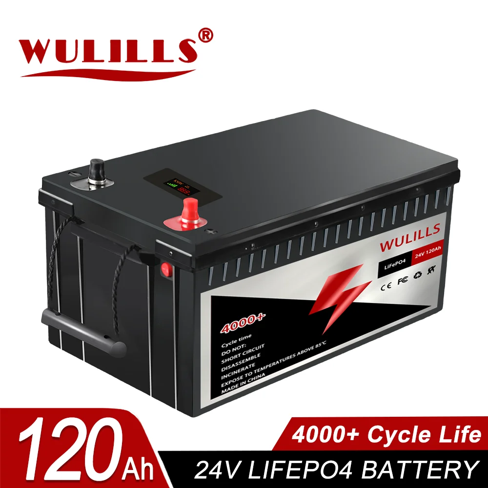 

24V 100Ah 120Ah LiFePO4 Battery Built-in 120A BMS 4000+Cycles Rechargeable Battery for RV/Camper Solar Marine Overland/Van