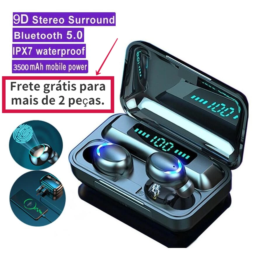 

TWS Bluetooth Earphones 2200mAh Charging Box Wireless Headphone Fone Stereo Wireless Headset with Mic Sports Waterproof Earbuds