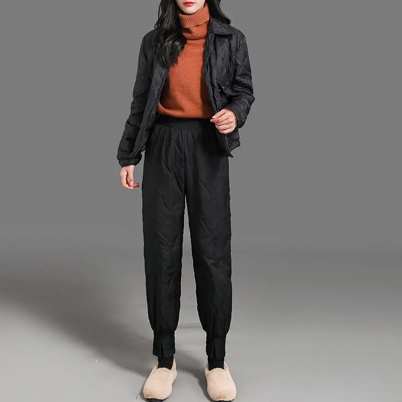 

Down Silk Cotton Padded Pants Women's Outer Wear Fashion Casual Thickening Warm Winter New Warm Cotton Pants Bloomers T458