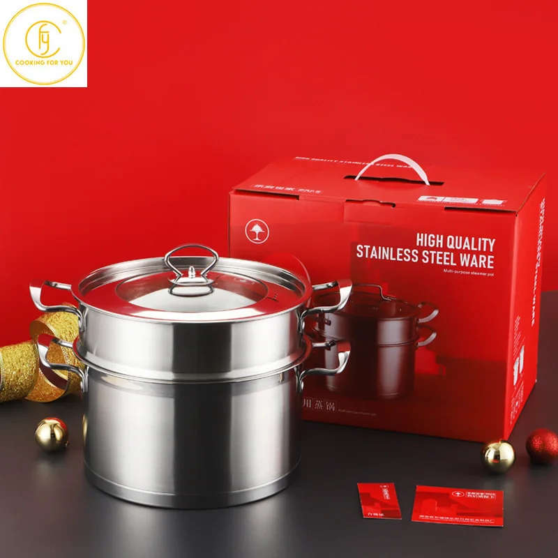 

Gift Package Compound Bottom Stainless Steel Double Boiler Steam Pot Thickened Double Ear Soup Pot Stew Pot Kitchen Cookware