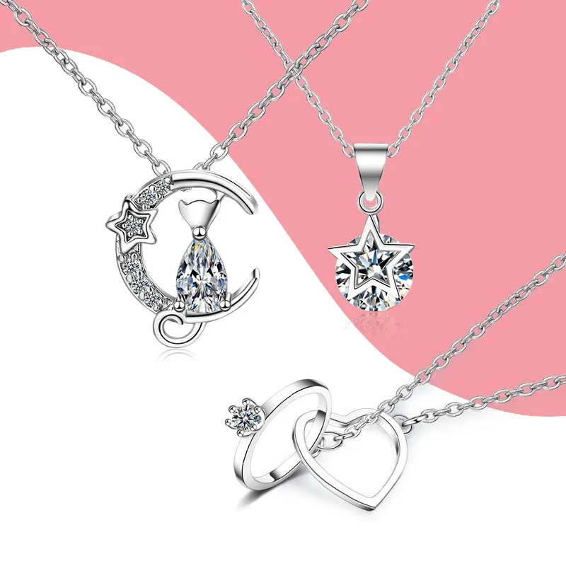 Женское ожерелье с подвеской в виде кота короткой застежкой |