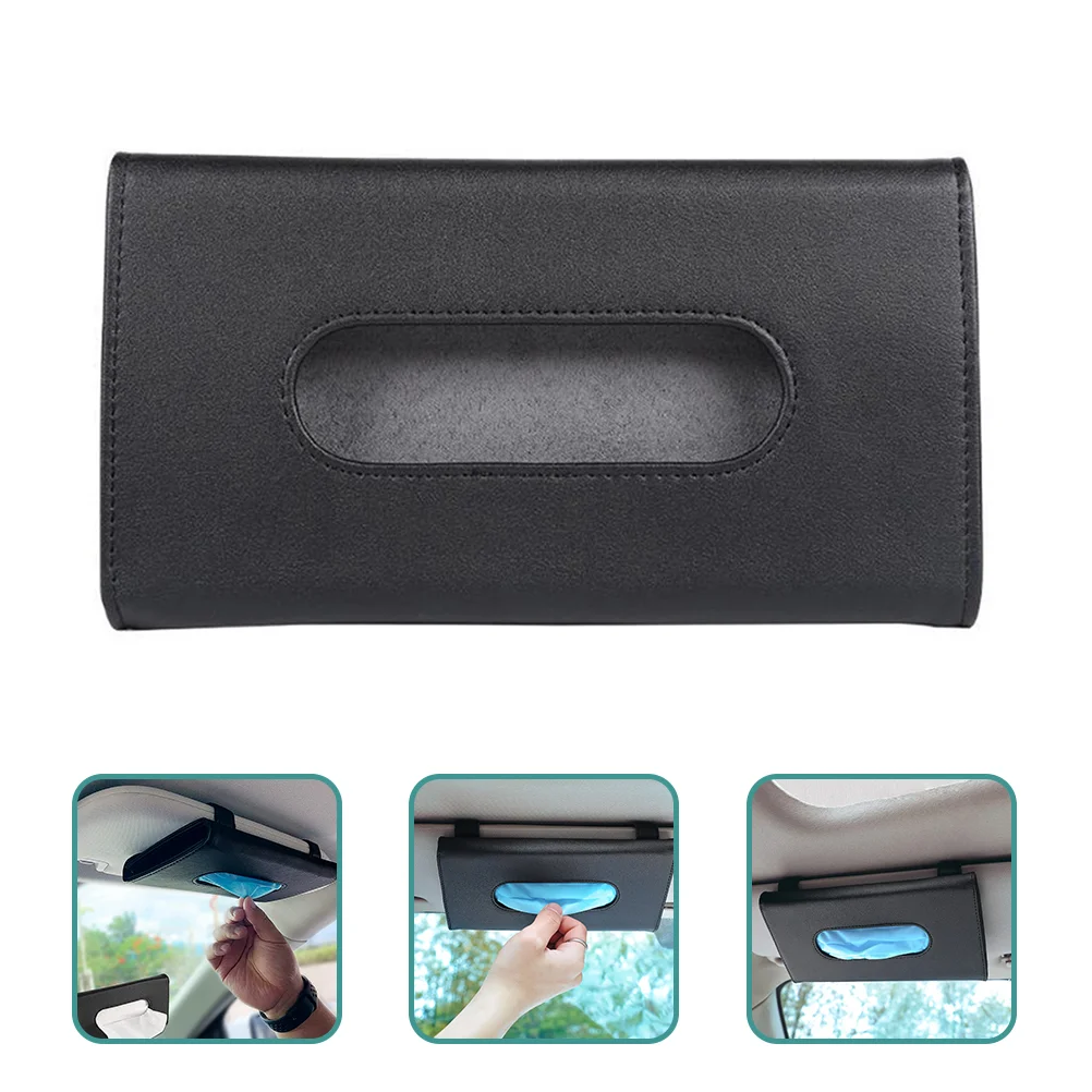 

Car Tissue Visor Box Holder Sun Caseleather Napkin Backseat Towel Wipes Paper