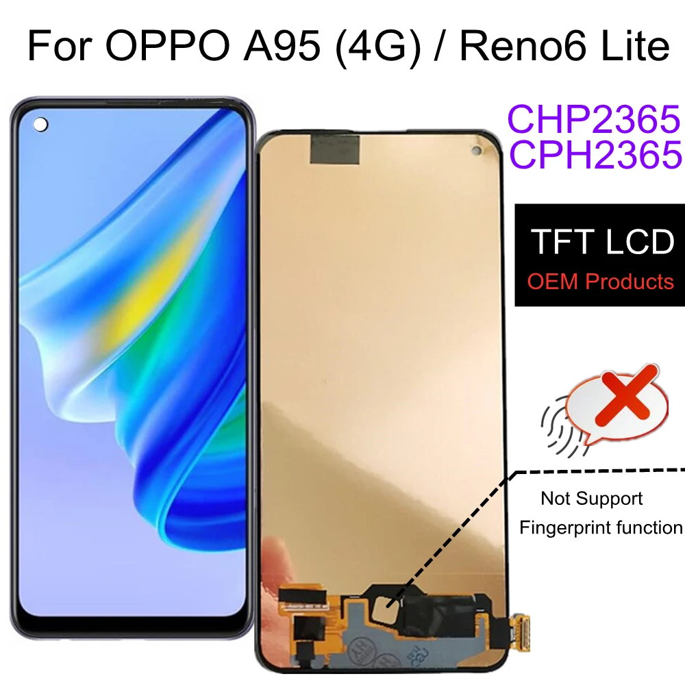 6.43" TFT LCD For OPPO A95 4G CPH2365 LCD Display Touch Digitizer Screen Assembly For OPPO Reno6 Lite CPH2365 LCD Display