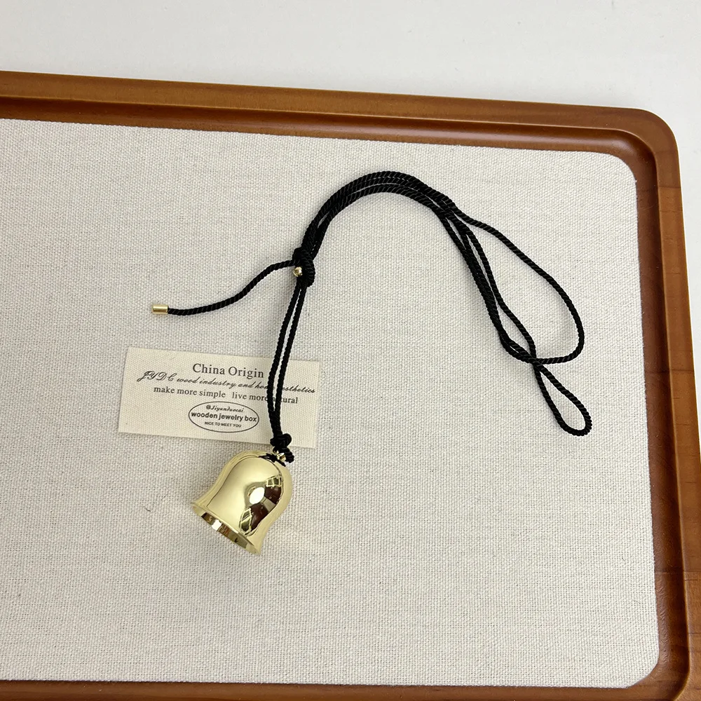 Милый большой кулон-колокольчик черная веревка длинное ожерелье цепочка для