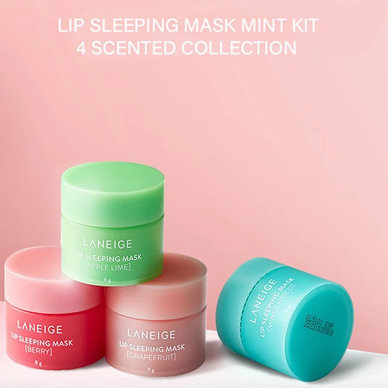 

4 PCS Lip Sleeping Mask Mini Kit 4 Scented Collection 8g Nutritious Moisturizing Lip Sleeping Mask Mini Set