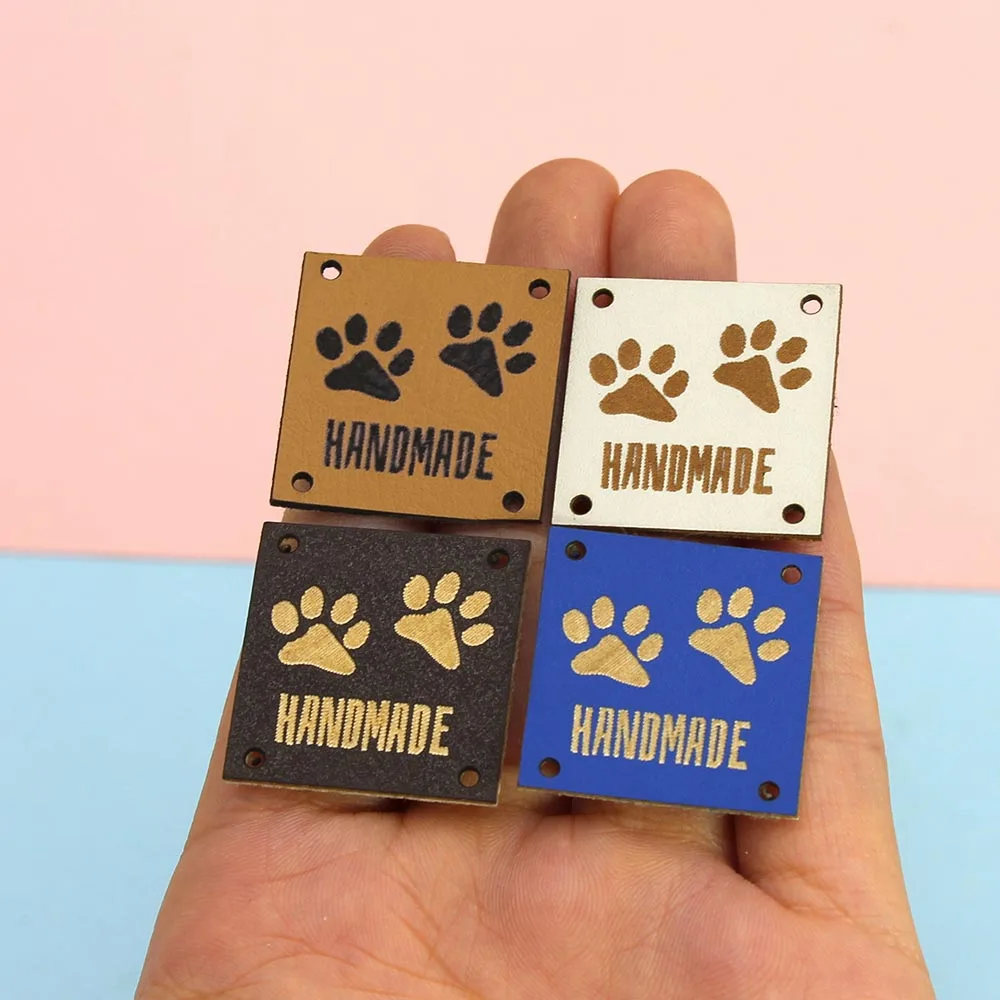 Этикетка Собачья лапа 1 дюйм этикетка сделай сам из искусственной кожи этикетки