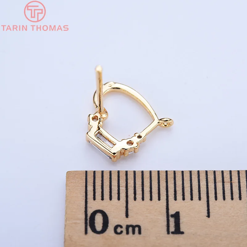 Серьги-гвоздики в форме сердца из латуни с цирконом 4 шт