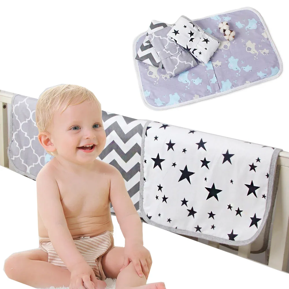 

60x37cm Reusable Diaper Changing Mats Cover Portable Foldable Waterproof Baby Diapers Mattress Cotton Newborn Nappy Changer Pads