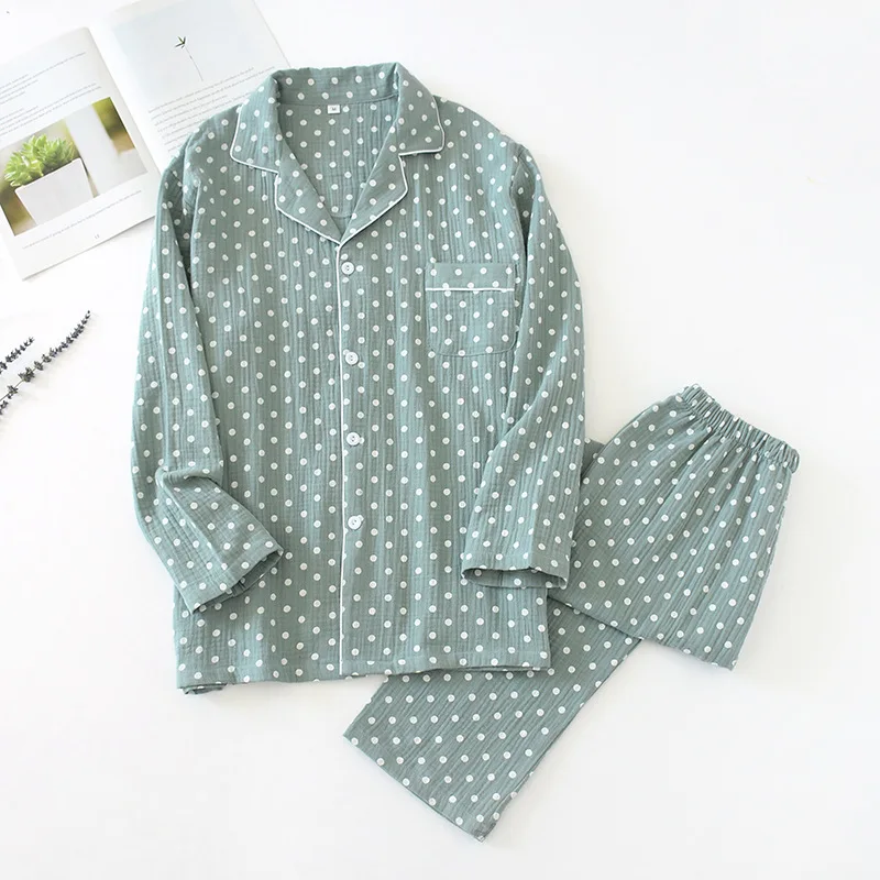 Sleepwear 100% Gauze Cotton Pajamas for Women Long Pants  Pyjamas Set 2Pcs Spring Loungewear Fashion Home Clothing Homewear