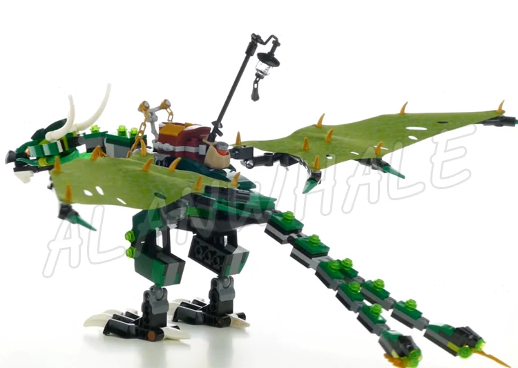 603 шт. Зеленый NRG Дракон Небо Пираты Катапульта Башня 10526 Строительные блоки