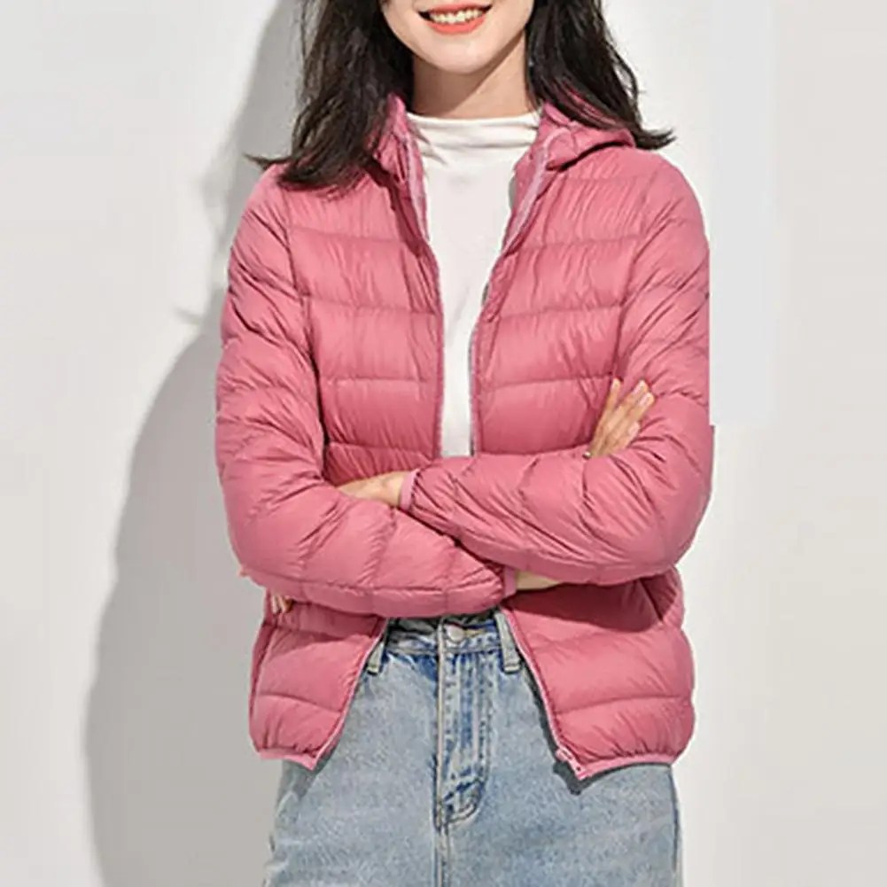Simple Down Jacket Long Sleeve Warm Lady Winter Ultra Lightweight Thermal Jacket Coat  Anti-pilling Women Coat for School