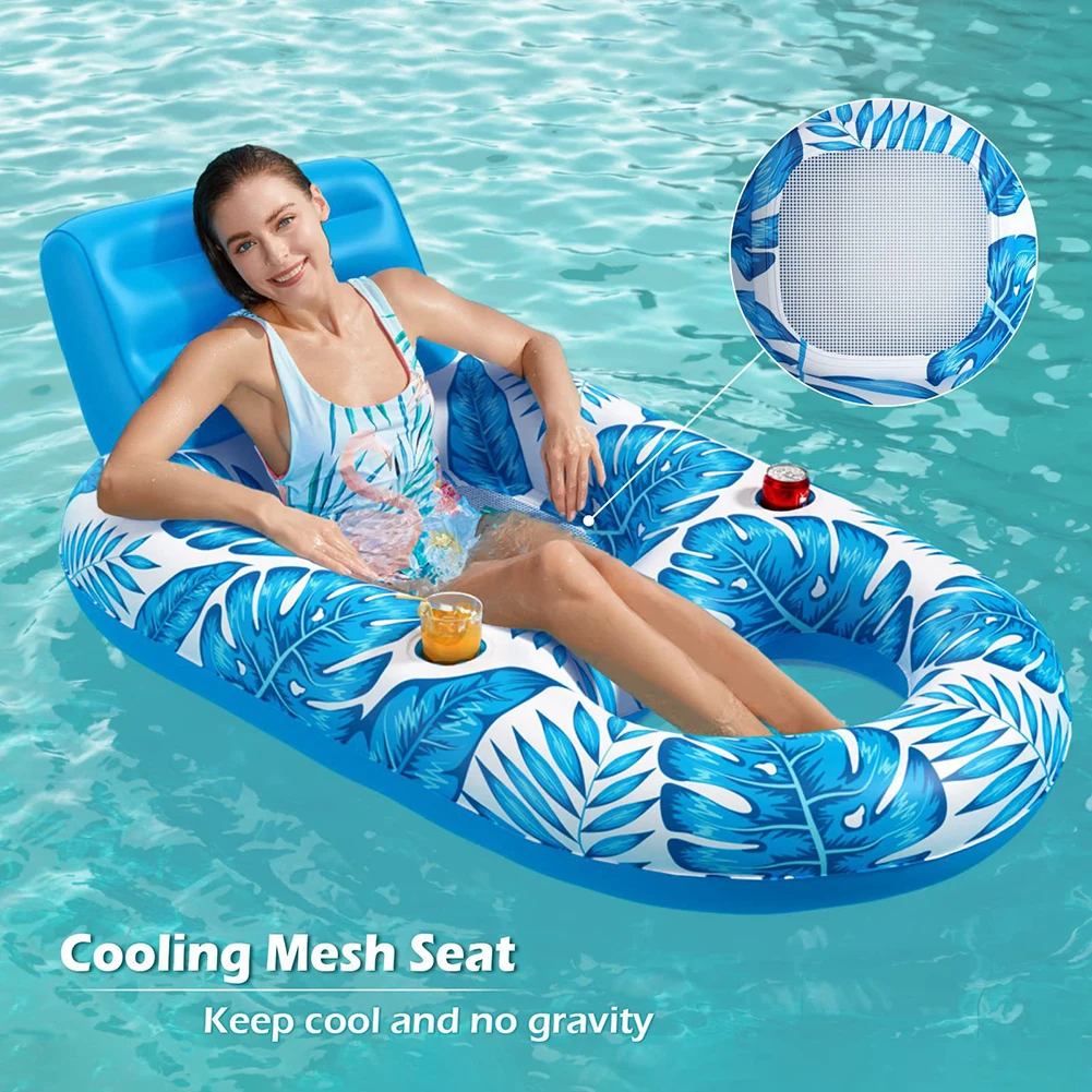 

Summer Water Hammock Recliner PVC Inflatable Floating Swimming Mattress Floating Chair Swimming Ring Pool Party Toy Lounge Bed