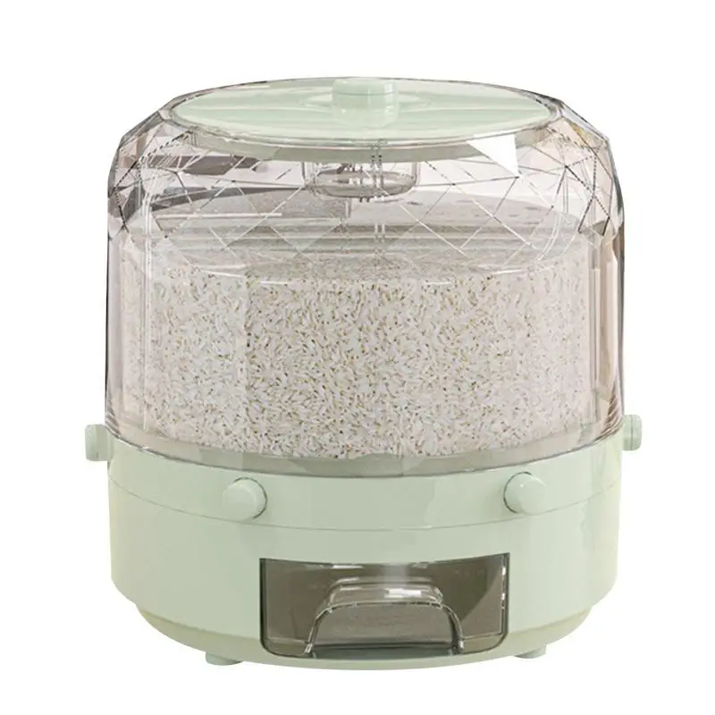 

Cereal Dispenser Rice Bucket Dispenser 6 Grids 360-Degree Rotating Cutlery Racks Cabinets Storage For Kitchen Countertop