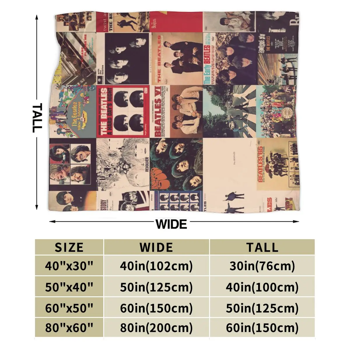 Фланелевое покрывало в стиле Харадзюку с изображением группы The Beatle