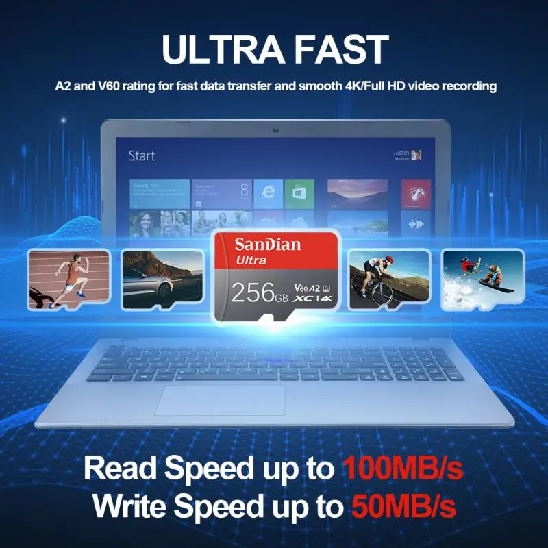 Ultra Micro Card 2TB SD SD/TF Flash 100Mb/s 1TB Карта памяти 128GB Камера Видео U3 C10 A2 Карты TF Для телефона