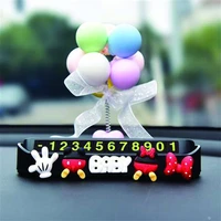 disney mickey minnie car temporary parking sign car cute number plate for car moving female car decoration accessories dashboard