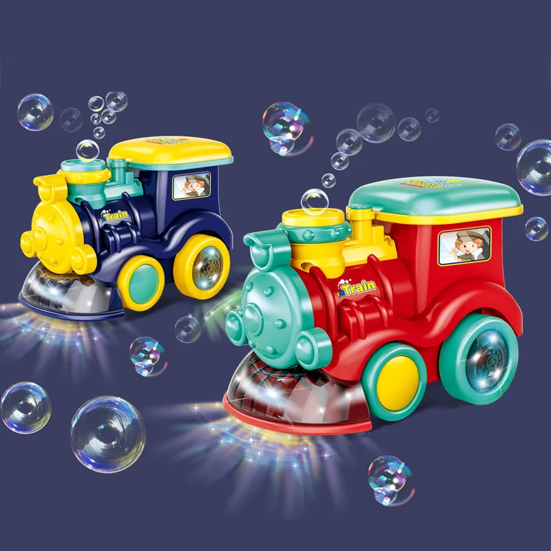 

Bubble Machine Electric Car Train With Light Sound Effect Kids Automatic Bubble Maker Blower Summer Soap Water toy for boys girl