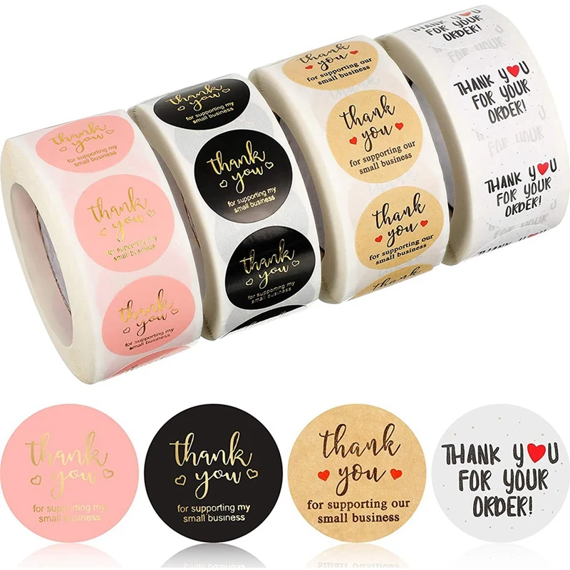 

4 Rolls 2000 Thank You Label Stickers 1 Inch Gold Foil Font Thank You Adhesive Stickers For Decorating Packaging