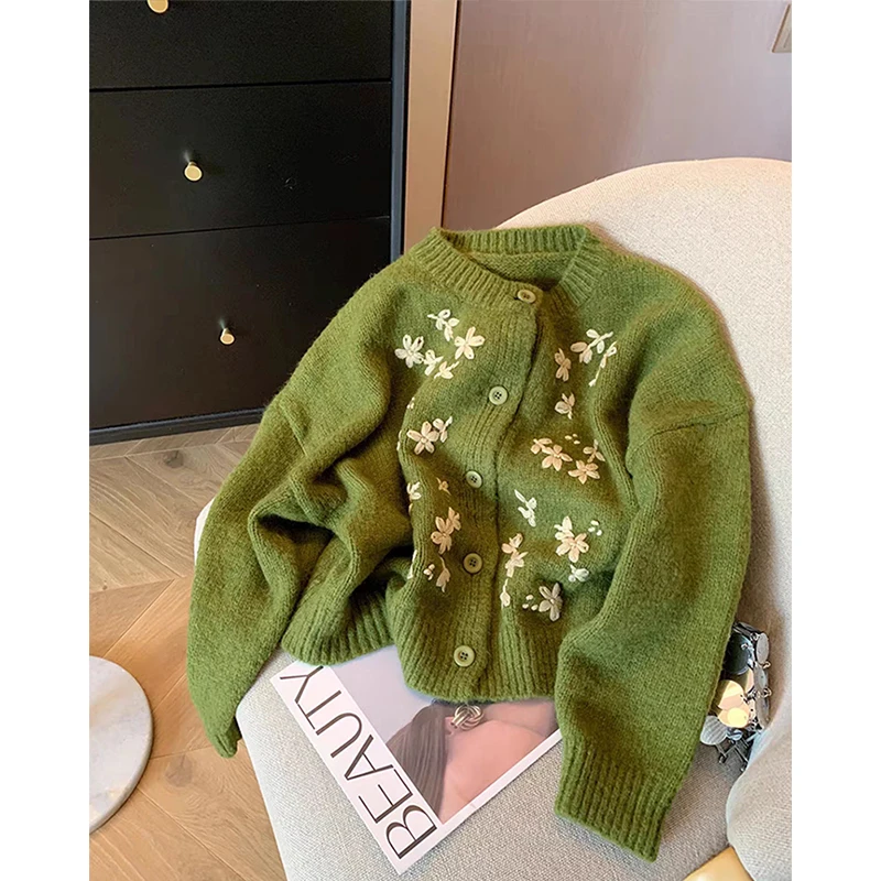 MEXZT Винтажный короткий акриловый кардиган