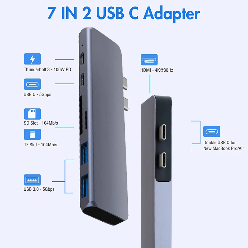 USB C Hub к 4K HDMI многопортовые адаптеры с Thunderbolt 3 PD 100W TF SD ридер слот Mac Dongle для MacBook Pro/Air