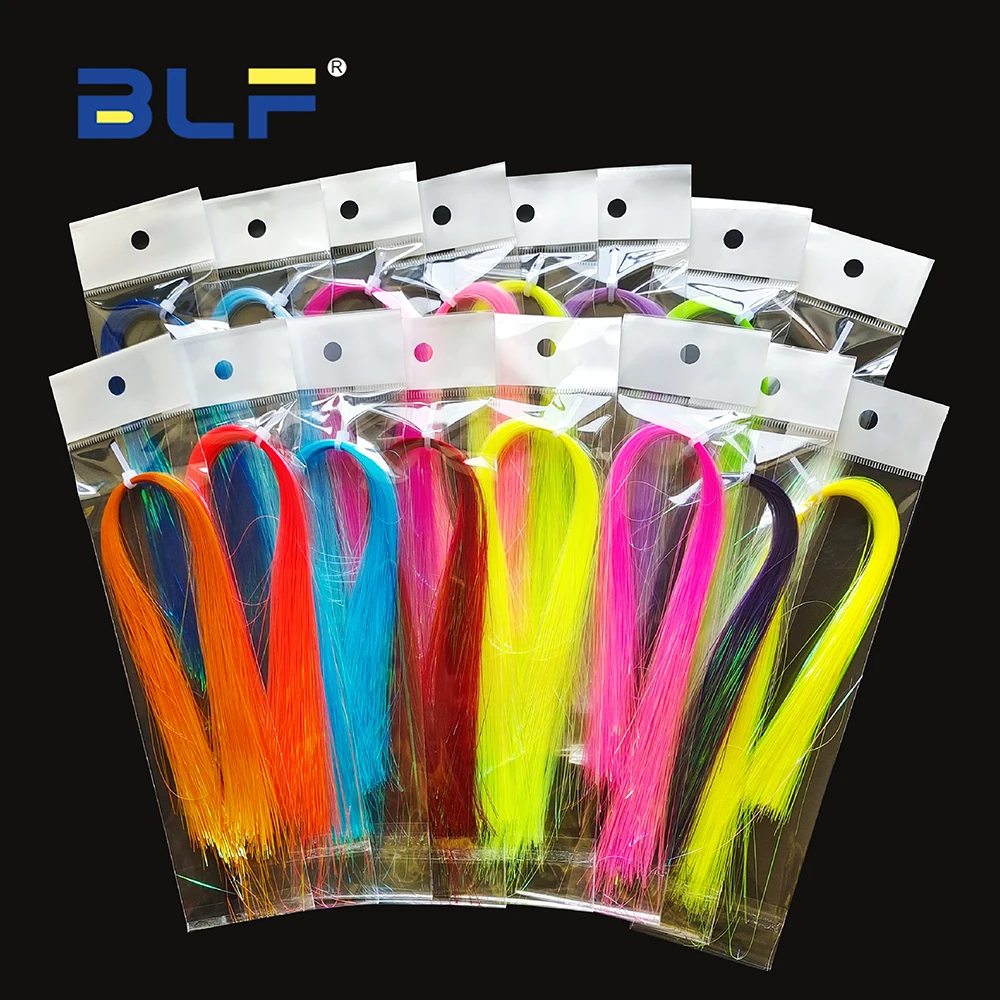 

BLF Holographic Flashabou Flat Tinsel Bright Color Flash Tinsel Fibers Pike Fly Streamer Fly Tying Materials