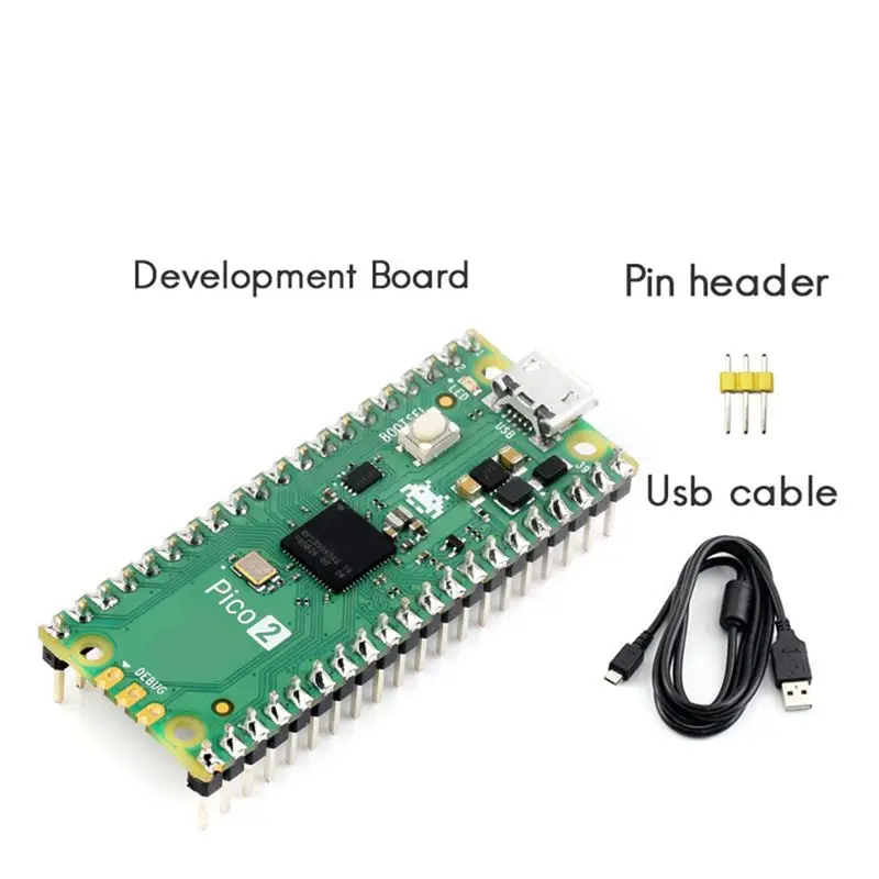 Фото AA08-для платы разработки Raspberry Pi Pico 2-CC с микроконтроллером RP2350 Cortex-M33, RISC-V, с паяными контактными разъемами. №5